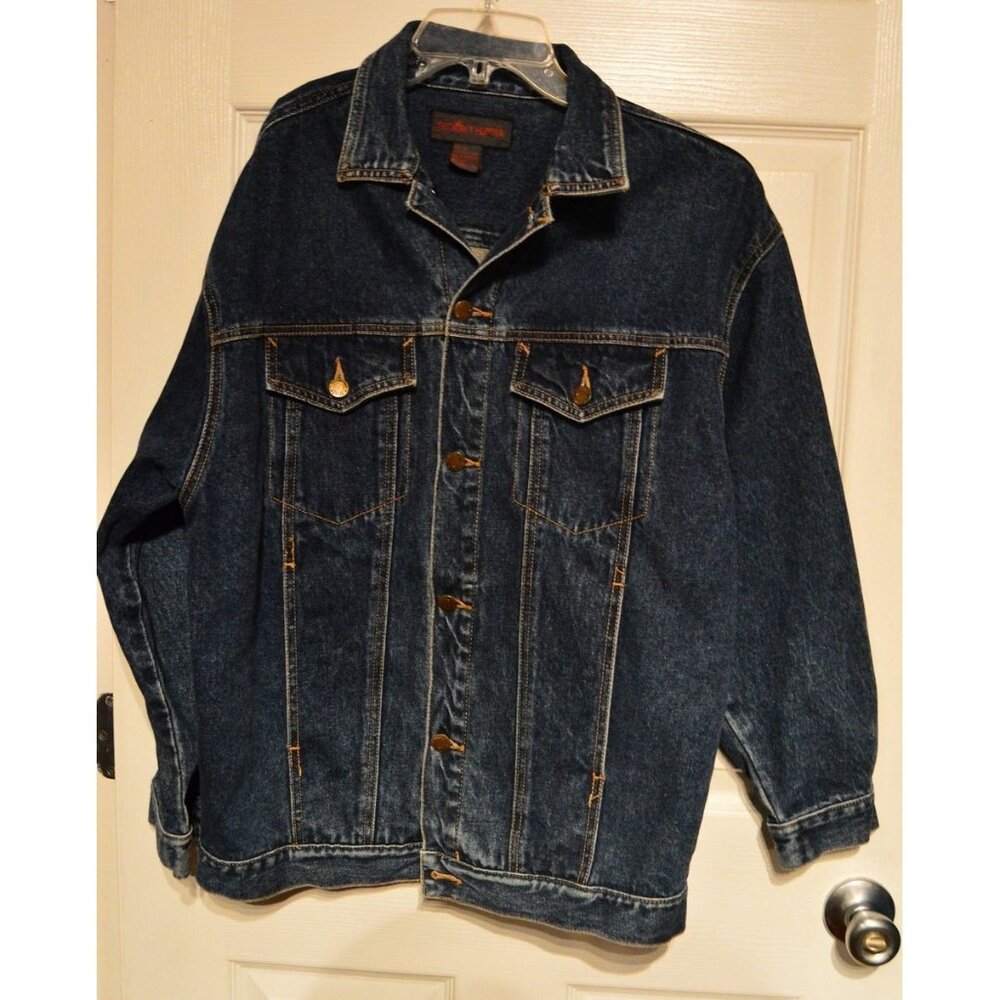Geoffrey Hunter Blue Denim Jacket Windbreaker Size S Button Closure Long Sleeves